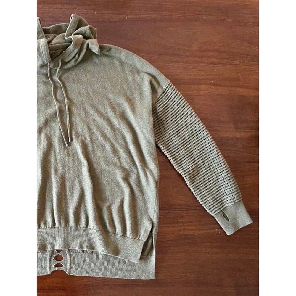 Olive Green Lightweight Hoodie Sweater - Picture 3 of 5